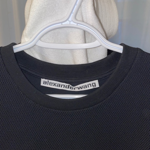AUTHENTIC Alexander Wang Stacked Logo Mesh Tee - Picture 14 of 16